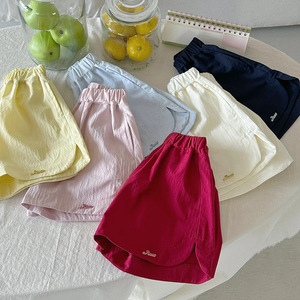 Girls Shorts Solid Color Cotton Woven Quick Dry A <b>Line</b> Loose Fit Summer Casual <b>Pants</b> One Size Fits All - Product Image 2