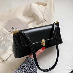 <span class=keywords><strong>Borsa</strong></span> a Spalla Vintage Francese in Morbida Pelle PU per Donne, Borsetta con Chiusura Dorata - Product Image 5