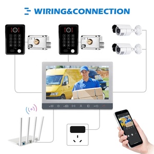 Wifi <span class=keywords><strong>video</strong></span> chuông cửa máy ảnh 10 inch Màn hình màu Night Vision căn hộ hệ thống <span class=keywords><strong>intercom</strong></span> có dây kết nối ID mở khóa các tính năng - Product Image 3