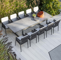MX extérieur patio rotin salle à manger ensemble 10 chaises longue table moderne design européen avec blanc noir style hôtel adapté fait métal