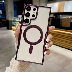 เคสโทรศัพท์แม่เหล็กแบบไร้สายรุ่นใหม่สำหรับ Samsung Galaxy S24 S23 Ultra Plus เคสกันกระแทกแบบยกขอบเคลือบเงาหรูหรา - Product Image 6