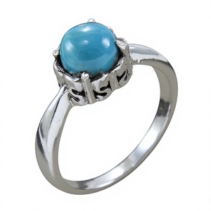Sleeping Beauty Turquoise Gemstone 925 Sterling Silver Ethnic Wedding <b>Ring</b> for Parties and Anniversaries Men's and Women's Gift - Product Image 1