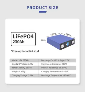 Sınıf yeni EV 3.2V 230ah 280ah enerji depolama sistemi için şarj edilebilir lityum iyon piller