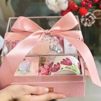 Support d'affichage amovible en acrylique transparent personnalisé avec gravure au laser, boîte de présentation en acrylique pour cadeaux, boîte cadeau en acrylique