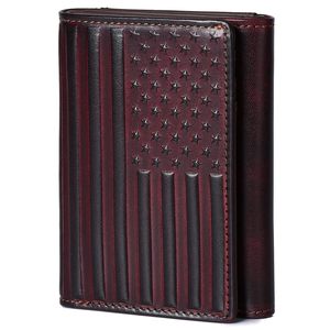Men's Genuine Leather Tri-Fold <b>Wallet</b> With American Flag Design <b>RFID</b> <b>Blocking</b> Large Capacity Vertical <b>Wallet</b> For Everyday Use - Product Image 5