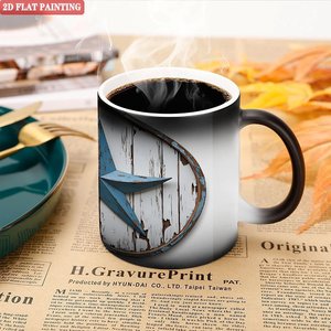 Frosted Black <b>Ceramic</b> <b>Mug</b> 11oz Heat Changing Magic Cup Round Smooth Rim Mouth Drinking Cup - Product Image 5