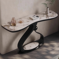 Table console de luxe en or avec plateau en marbre, design moderne, table d'entrée élégante pour les propriétaires américains