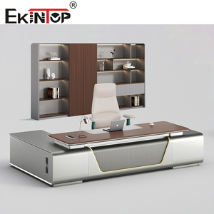 Sinonis Modern Waterproof PVC Wooden Table Executive <b>Office</b> Desk with Wood Surface Extendable Design for Commercial Use - Product Image 6