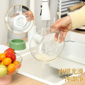 จานผลไม้สองชั้นแบบมีที่ระบายน้ำพร้อมขาตั้ง สีเขียวและชมพู อเนกประสงค์สำหรับห้องครัว ห้องนั่งเล่น จัดเก็บผลไม้และขนม - Product Image 4