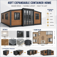 Maison conteneur en panneaux sandwich d'acier respirants, préfabriquée, mobile, extensible et personnalisable de 20 pieds ou 40 pieds pour hôtels et appartements