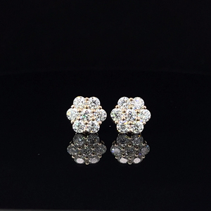 High Quality 10K 14K 18K Lab Grown Diamond Stud <strong>Earrings</strong> Pass Diamond Tester Screw <strong>Back</strong> Cluster 12mm Size - Product Image 1