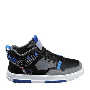 Baskets montantes blanches, noires et bleues en gros d'usine - Chaussures décontractées en PU pour hommes, style marche - Product Image 3