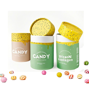 Custom Cylindrical Paper Tube Packaging, Cardboard Food Gift Box for Jelly Candies Nuts and Sweets - Product Image 5