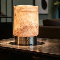 Lámpara de Mesa Nórdica de Alabastro, Lámpara de Mesa de Alabastro Hecha a Mano, Lámpara de Mesa de Alabastro Recargable, Lámpara de Mesa de Mármol