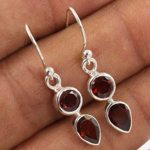 925 Sterling <b>Silver</b> <b>Stud</b> Earrings Natural Garnet Gemstone Women's Trendy Wedding Jewelry Custom Gold Vermeil - Product Image 1