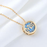 Collier en gros avec pendentif rond creux plaqué or et zircon cubique, assortiment de pierres de naissance des 12 mois, pour femme, idéal comme cadeau d'anniversaire
