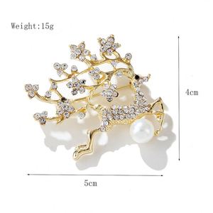 เข็มกลัดเพชรรูปกวางเอลก์แฟชั่นสำหรับสตรีเข็มกลัดไข่มุกป้องกันการสัมผัสสำหรับเทศกาลคริสต์มาส - Product Image 5