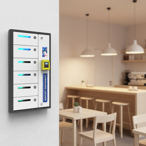 Y2 Power <span class=keywords><strong>ZEN</strong></span> – Casier de recharge mural pour téléphones portables à <span class=keywords><strong>6</strong></span> baies avec lecteur de carte de crédit, idéal pour l'extérieur, optionnel pour écran publicitaire - Product Image 1