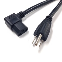 Cable de Alimentación de CA de 10A/250V con Conector IEC320 C13 en Ángulo Izquierdo a Enchufe Nema 5-15 P de EE. UU., Cable de Extensión de 90 Grados para Computadora