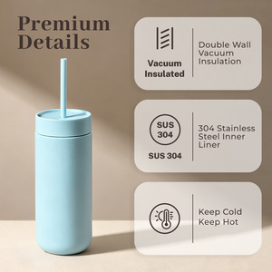2026 Luxury 450ml 16oz Stainless Steel Vacuum Tumbler Wholesale Custom Logo Insulated Coffee <b>Cup</b> with Straw <b>Reusable</b> Mug - Product Image 2