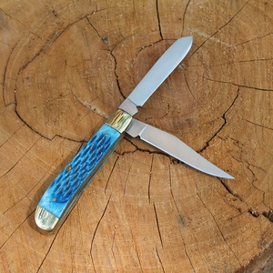 Traditional 2-in-1 Double Blade Folding <strong>Knife</strong> Ox <strong>Bone</strong> <strong>Handle</strong> Camping Outdoor Survival Self-Defense EDC Pocket <strong>Knife</strong> - Product Image 3