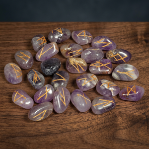 Mejor Oferta: Juego de Runas de Amatista |   Juego de Cristales Reiki Ovalados Pulidos a Bajo Precio, Tallados con Temática de Amor, Rozrincrystals.com - Product Image 3