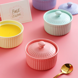 Ramequín de Cerámica Pequeño <span class=keywords><strong>y</strong></span> Económico para Postres, con Tapa, Color Personalizado, al por Mayor - Product Image 2
