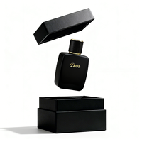Flacons de parfum mats noirs de luxe 50 ml 100 ml avec bouchon en bois, couleur personnalisée, coffret cadeau haut de gamme et pochette de rangement en satin