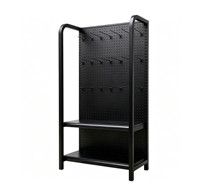 Rak Display Pegboard Logam Hitam Xinanda, Unit Rak Gondola Satu Sisi, Pengait, Rak Toko Ritel Tugas Berat, Alat Penyimpanan 2-Lapisan