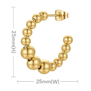 Joyería de acero inoxidable chapado en oro de 18K, bola de acero en forma de C, tachuelas, accesorios clásicos INS, pendientes E221350 - Product Image 3