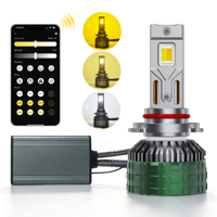 Ampoule de phare LED contrôlée par application, 170W, double tube en cuivre, 3000K-6500K, anti-scintillement, remplacement de phare de voiture