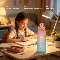 Bouteille anti-fuite avec options de parfum, couvercle à clapet, paille intégrée pour boire directement – Idéale pour l'école, le cyclisme, le camping, le bureau, les activités de plein air