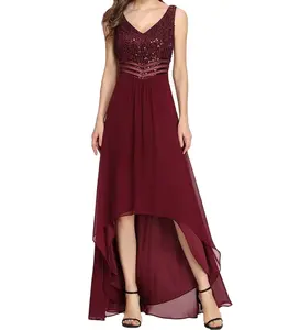 Vestido de baile para mulheres, maxi vestido de baile para mulheres decote em v sem mangas