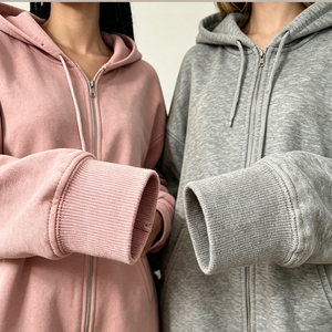 OEM Custom Manufacturer logo 100%Cotton Casual Women Baggy 2 Pieces Joggers Set Zip up Oversized Crop Hoodie and Sweatpants Sets - Product Image 3