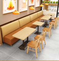 Offre Spéciale : Ensemble Table et Chaises Personnalisables pour Restaurant Moderne avec Banquette Murale en Bois Massif et Similicuir