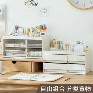 Drawer Style Compartmentalized Storage Box White Transparent Drawers Stackable Office Desk Organizer Stationery Holder - Product Image 3