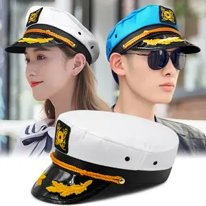 Toptan yüksek kalite komik parti nakış Sailor donanma kaptan şapka kostüm aksesuarı yetişkin kaptan yat denizciler şapka