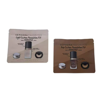 Sac d'emballage en plastique de qualité supérieure, refermable, imprimé sur mesure, plat, de qualité cosmétique, pour kit de fond de teint, échantillon de maquillage, stockage
