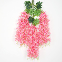 Fleurs artificielles de glycine blanches de haute qualité avec feuilles vertes, magnifiques fleurs suspendues pour la décoration de mariage, de Thanksgiving et de Noël