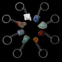 Porte-clés en pierre brute naturelle (Quartz clair, Œil de tigre, Lapis-lazuli, Agate mousse, Tourmaline) - Meilleures ventes transfrontalières - Fabriqué en Chine