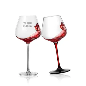 Wholesale 16.7oz Crystal 510ml Customized Logo Color Cheap Transparent Red Stem Machine-made Wholesale Goblet Red Wine Glasses