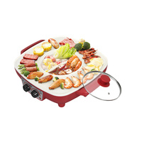4 en 1 Batterie de cuisine en aluminium sans fumée, antiadhésive, pour le gril et la marmite 2 saveurs