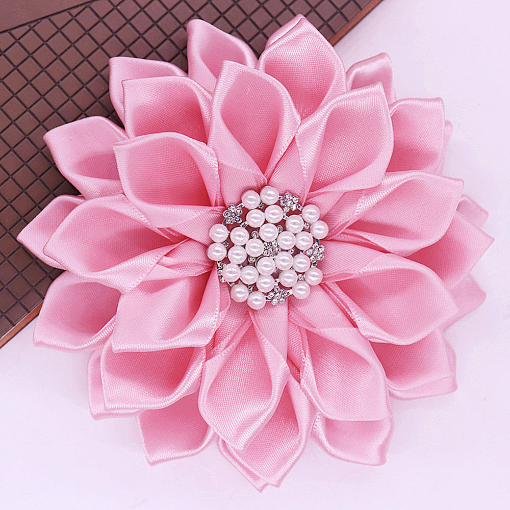 Handmade Satin Corsage Pin - Elegant Baby Pink Flower Brooch