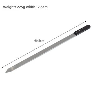 Barbecue <strong>Grilling</strong> Shish Kebab Persian Brazilian Chicken Fork <strong>Flat</strong> <strong>Grilling</strong> Sticks Stainless Steel BBQ Skewer With Wood Handle - Product Image 3
