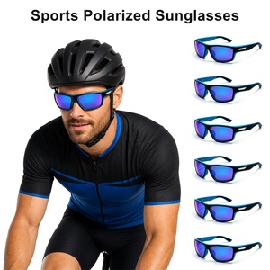 Lunettes de soleil polarisées directes d'usine, verres miroir, protection UV400, monture légère en PC, lunettes de soleil sport enveloppantes, stock disponible - Product Image 1
