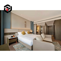 Ensemble de mobilier de chambre d'hôtel moderne cinq étoiles orienté vers l'exportation, avec lit de rangement en chêne massif et panneaux, mobilier de suite d'hôtesse personnalisé