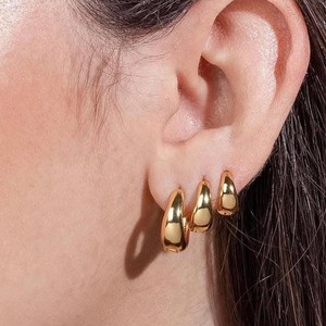 ต่างหูฮักกี้ทรงเรขาคณิต สแตนเลสสตีล 18k ทองไทเทเนียม เครื่องประดับแฟชั่นสำหรับผู้หญิง ของขวัญ - Product Image 3