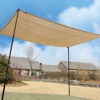 Voile d'ombrage rectangulaire beige anti-UV respirante avec support pour terrasse, pont, piscine, jardin, pelouse