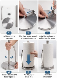 Portarotolo <span class=keywords><strong>da</strong></span> <span class=keywords><strong>Cucina</strong></span> in Acciaio Inox, Dispenser per Carta Assorbente Facile <span class=keywords><strong>da</strong></span> Strappare - Product Image 3