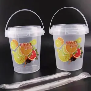 Wholesale 1000ml 1L Plastic PP Biodegradable Thickened Disposable Clear Portable Boba Tea Cup With Lid For Fruit Beverage